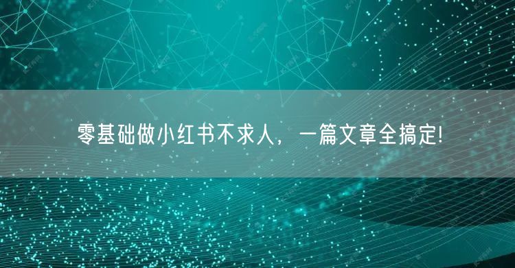 零基础做小红书不求人，一篇文章全搞定!