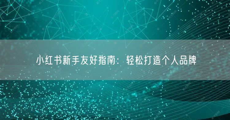 小红书新手友好指南：轻松打造个人品牌